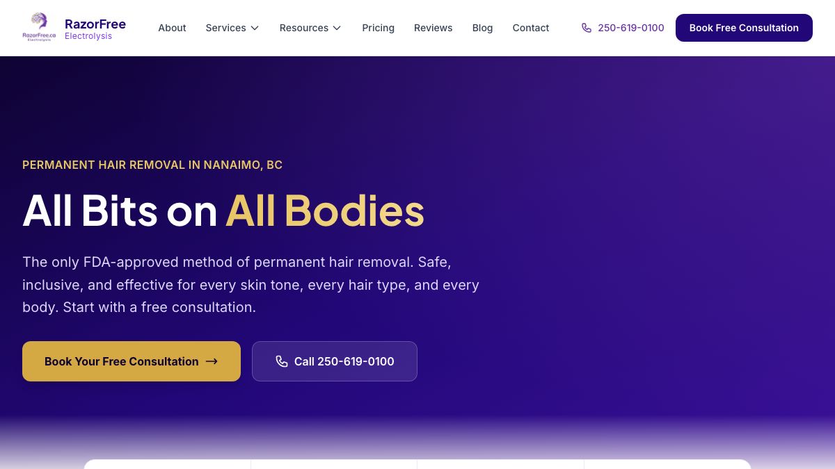 Razor Free Electrolysis — upgraded website (rfe.anrproductions.ca)