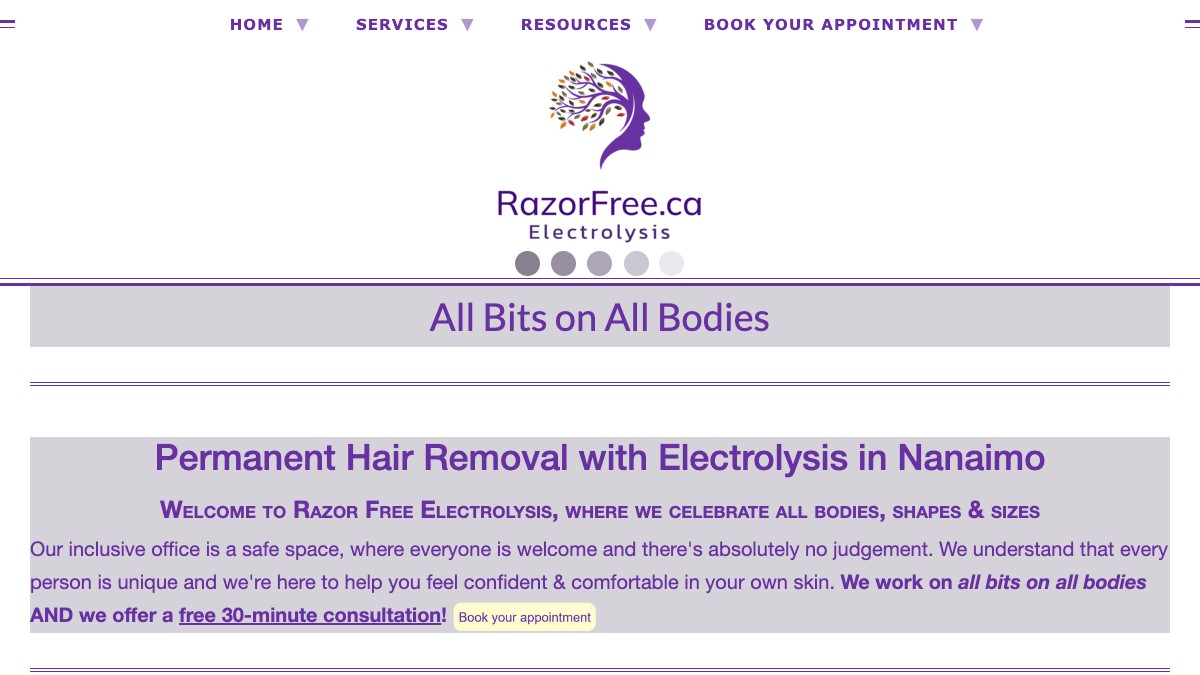 Razor Free Electrolysis — current website (razorfree.ca)